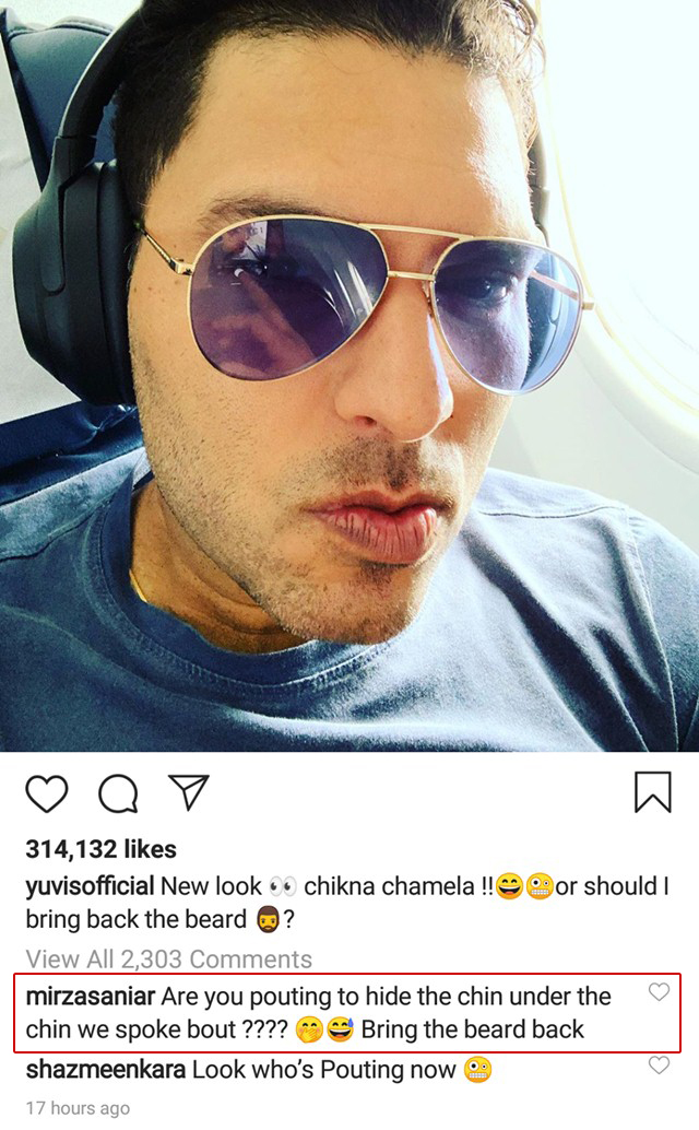 Sania Mirza trolls Yuvraj Singh on Instagram regarding his new look