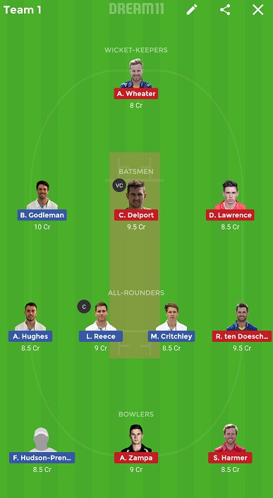 DER vs ESS Dream11