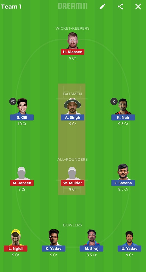 IN-A vs SA-A Dream11