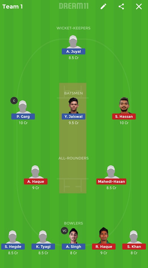 IN-U23 vs BD-U23 Dream11
