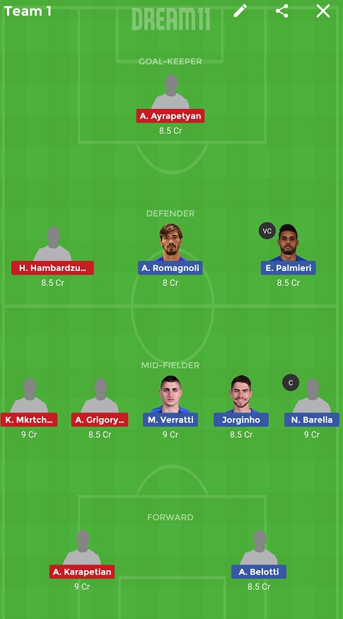 ITA vs ARM Dream11