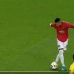 Marcus Rojo attempts a Rabona cross in the Man United vs Astana match