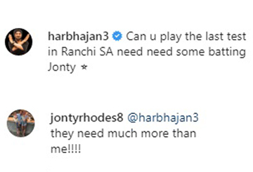 Jonty Rhodes hilariously responds to Harbhajan Singh's suggestion of playing Ranchi Test