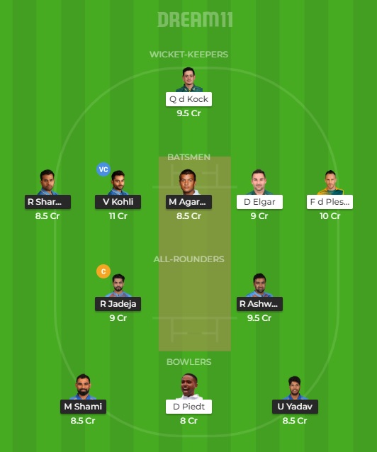 IND vs SA Dream11 Team Prediction: India vs South Africa 3rd Test Match