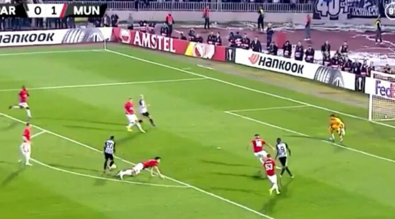 Harry Maguire was made to look like a fool during the match vs Partizan Belgrade