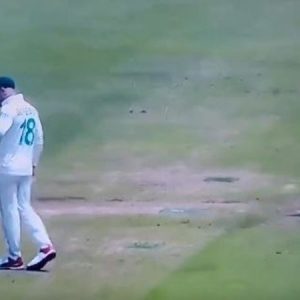 Faf Du Plessis intervenes while Quinton De Kock and Kagiso Rabada engage in exchange of words