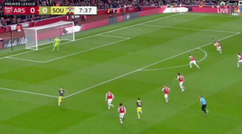 Arsenal defence caught napping by quick free kick as Danny Ings fires to give Southampton the lead