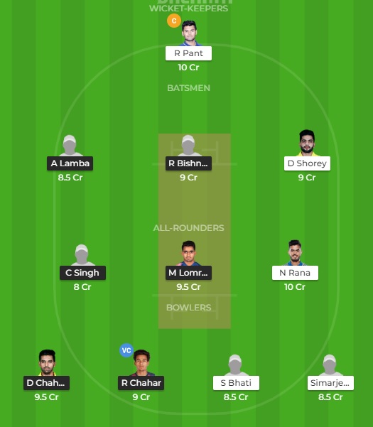 RJS vs DEL Dream 11