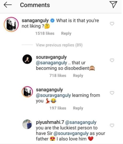 Sourav Ganguly's daughter Sana Ganguly trolls him on Instagram