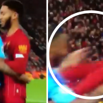 Joe Gomez lifts Raheem Sterling like a child during their altercation in Liverpool vs Man City match