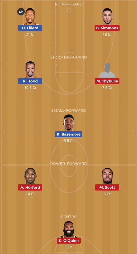 POR vs PHI Dream11