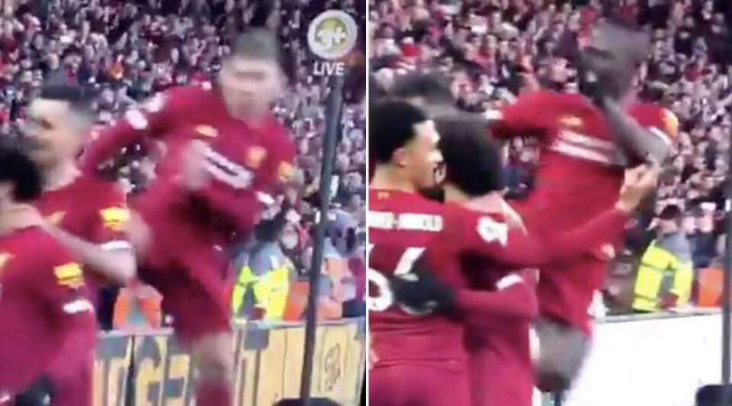 Sadio Mane celebrates Virgil Van Dijk goal with Robert Firmino celebration imitation