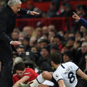 Daniel James nearly takes out Jose Mourinho on the sidelines after going down from a challenge