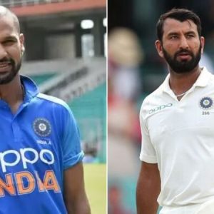 Shikhar Dhawan mocks Cheteshwar Pujara for his celebratory run after dismissing Mohit Jangra in Ranji Trophy