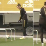 Gareth Bale filmed practicing his golf swing during Real Madrid training