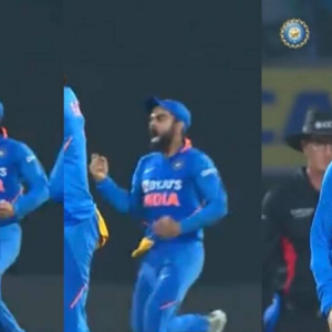 Virat Kohli gives send off to Keiron Pollard as latter had dismissed him in the 1st innings