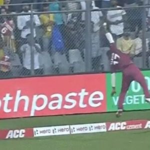 WATCH: Evin Lewis' unbelievable effort denies Rohit Sharma of six against Kharry Pierre in Mumbai