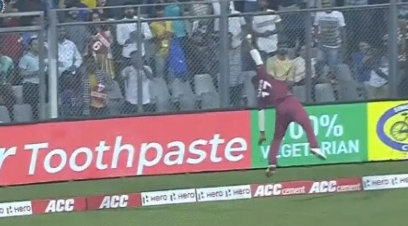 WATCH: Evin Lewis' unbelievable effort denies Rohit Sharma of six against Kharry Pierre in Mumbai