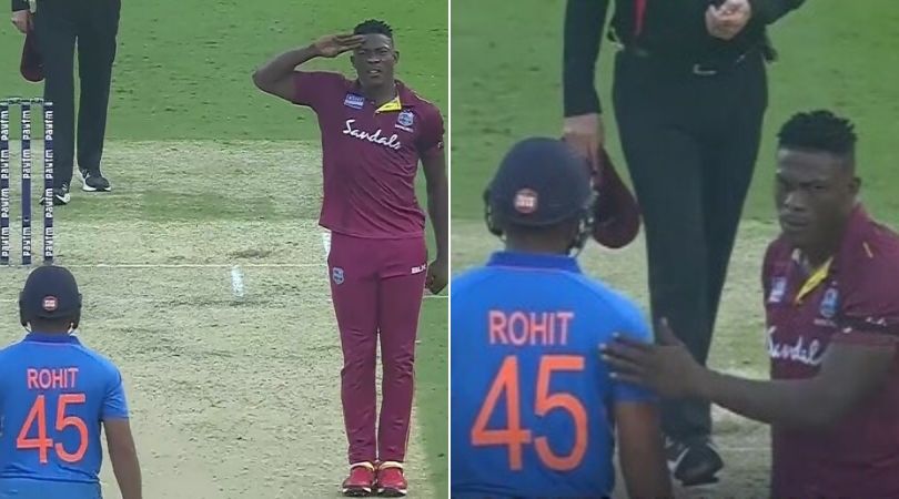 WATCH: Sheldon Cottrell appreciates Rohit Sharma's century after 'salute celebration'