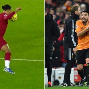 Wolverhampton player rants against VAR over alleged handball by Virgil Van Dijk