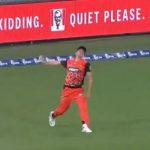 Jhye Richardson bowls a throw from boundary line to run out Jake Weatherald