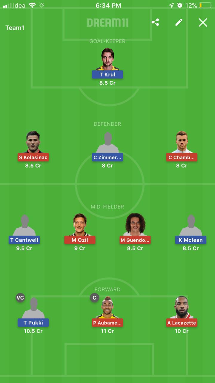 NOR vs ARS Dream11