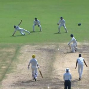 WATCH: Jay Bista grabs sensational one-handed stunner to dismiss Baba Indrajith in Ranji Trophy
