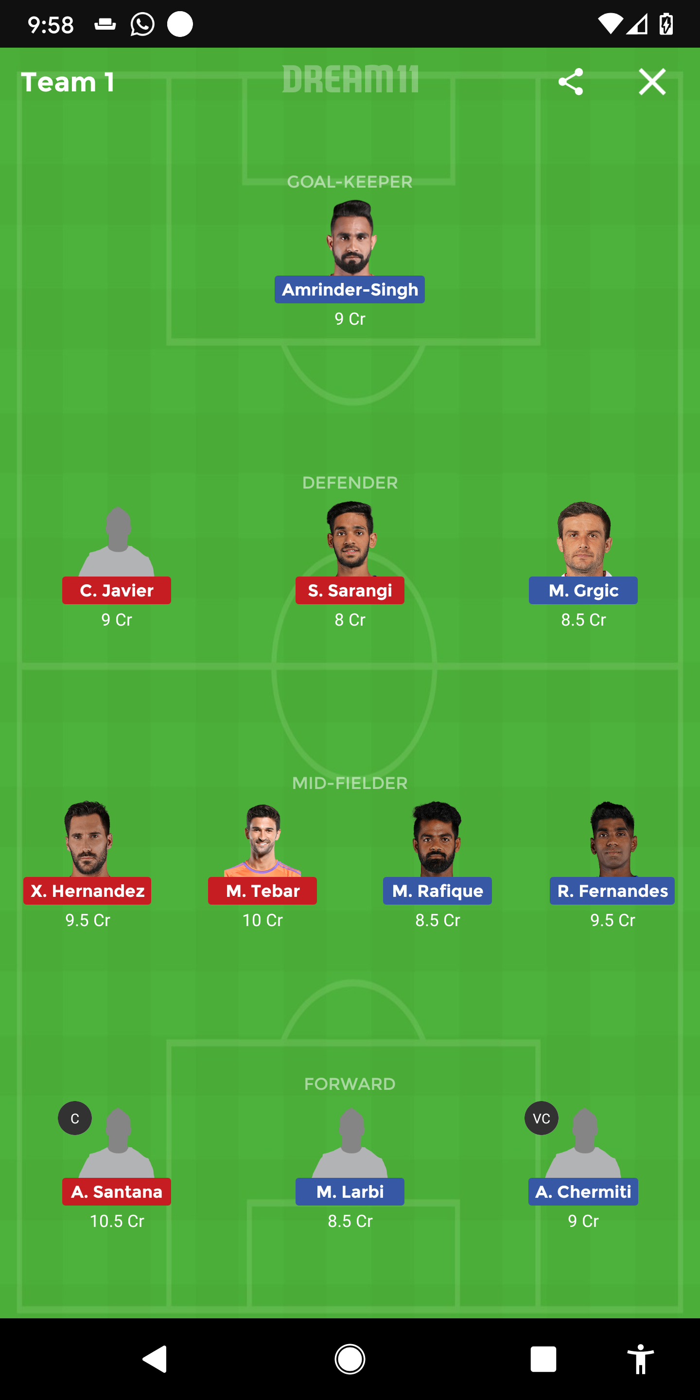 MCFC Vs ODS Dream11