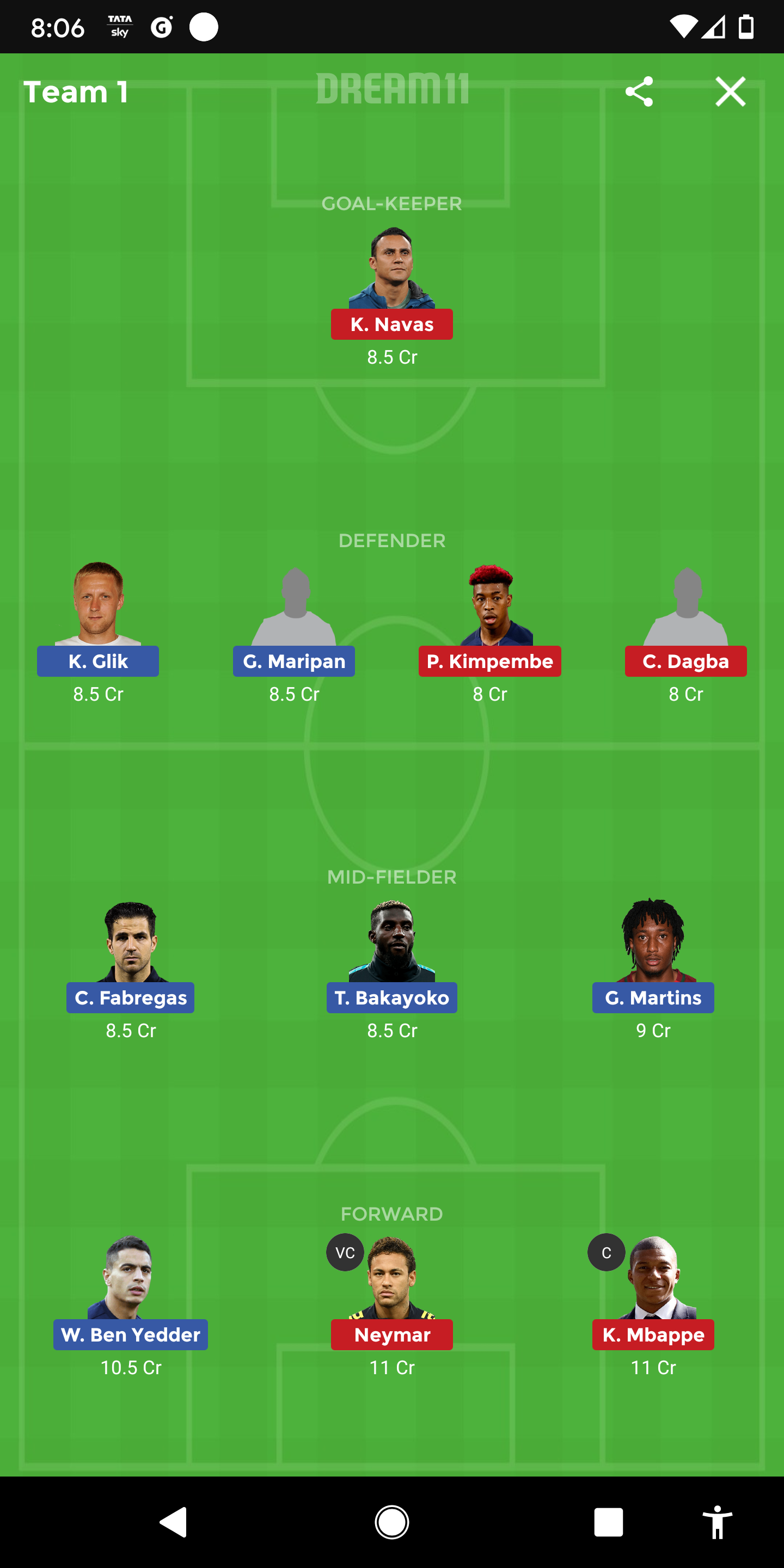 MON Vs PSG Dream11
