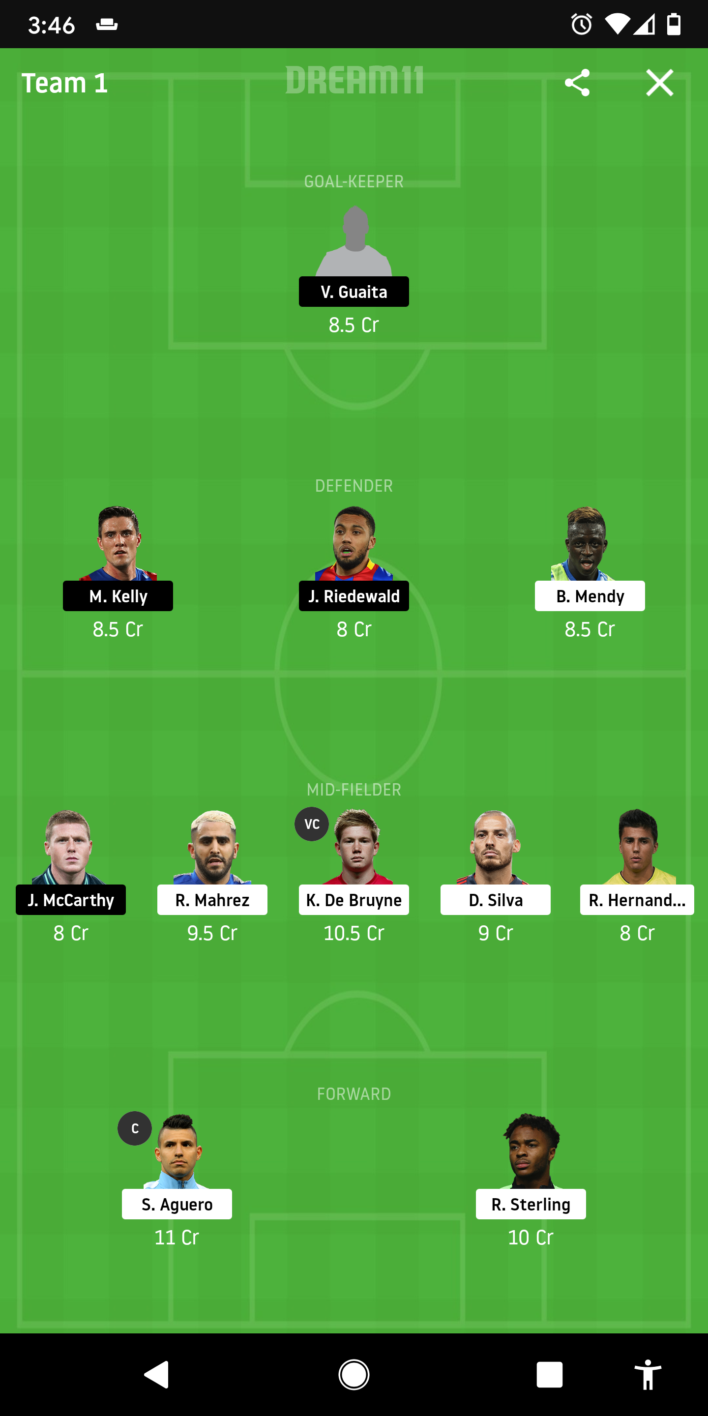 MCI Vs CRY Dream11