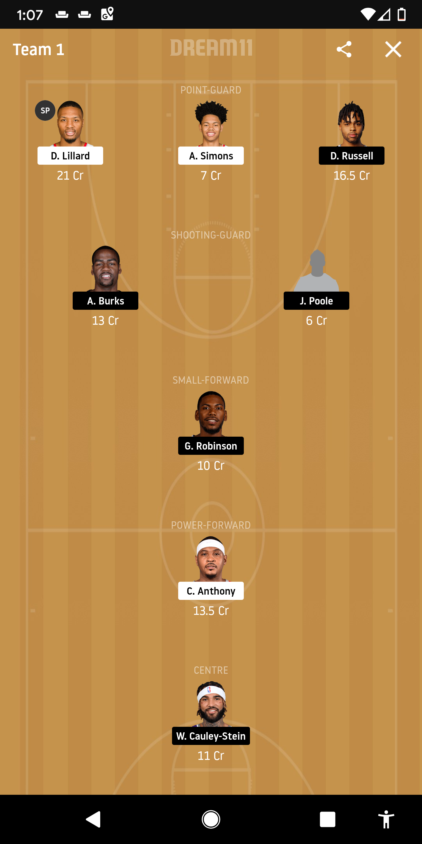 POR Vs GSW Dream11