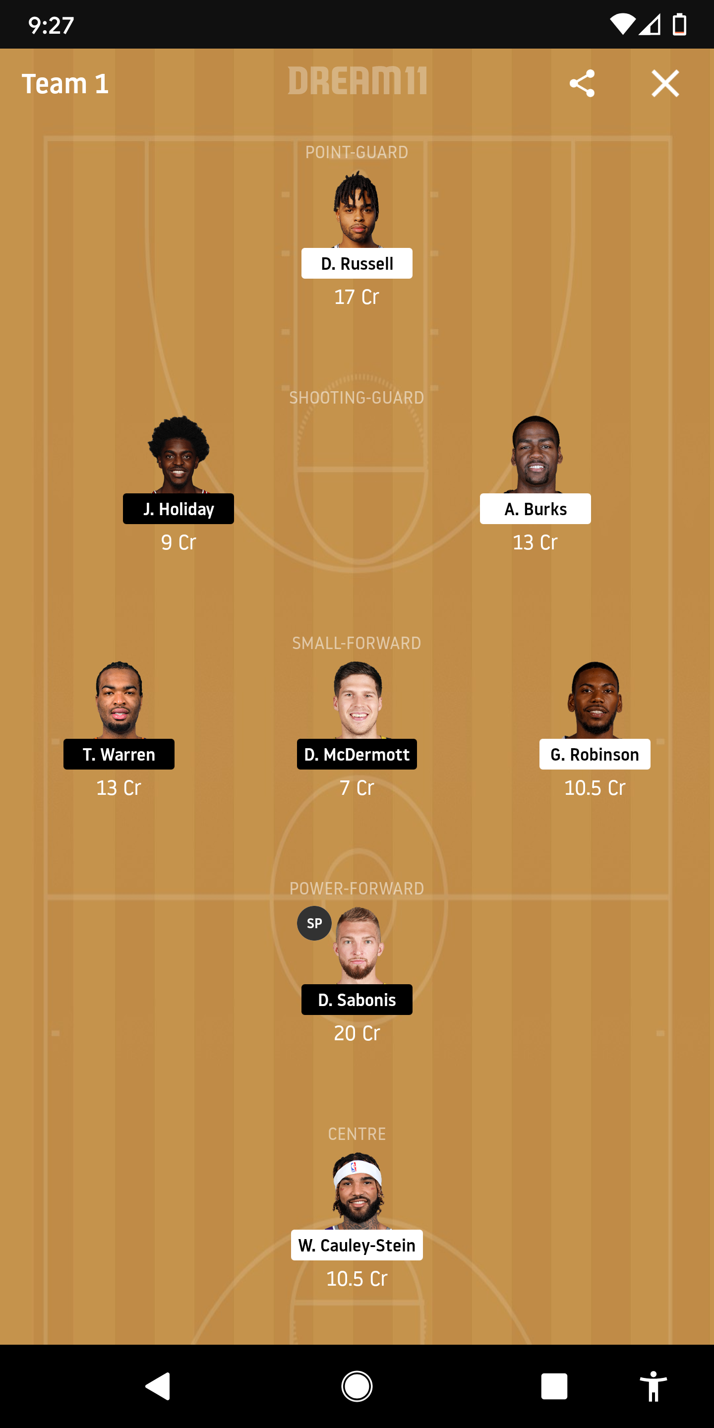 GSW Vs IND Dream11