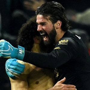 Video of Alisson Becker covering whole pitch to celebrate Mohamed Salah goes viral