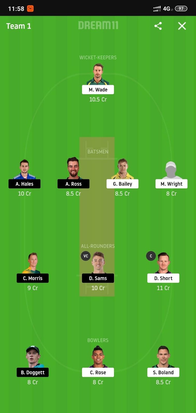 HUR vs THU Dream11