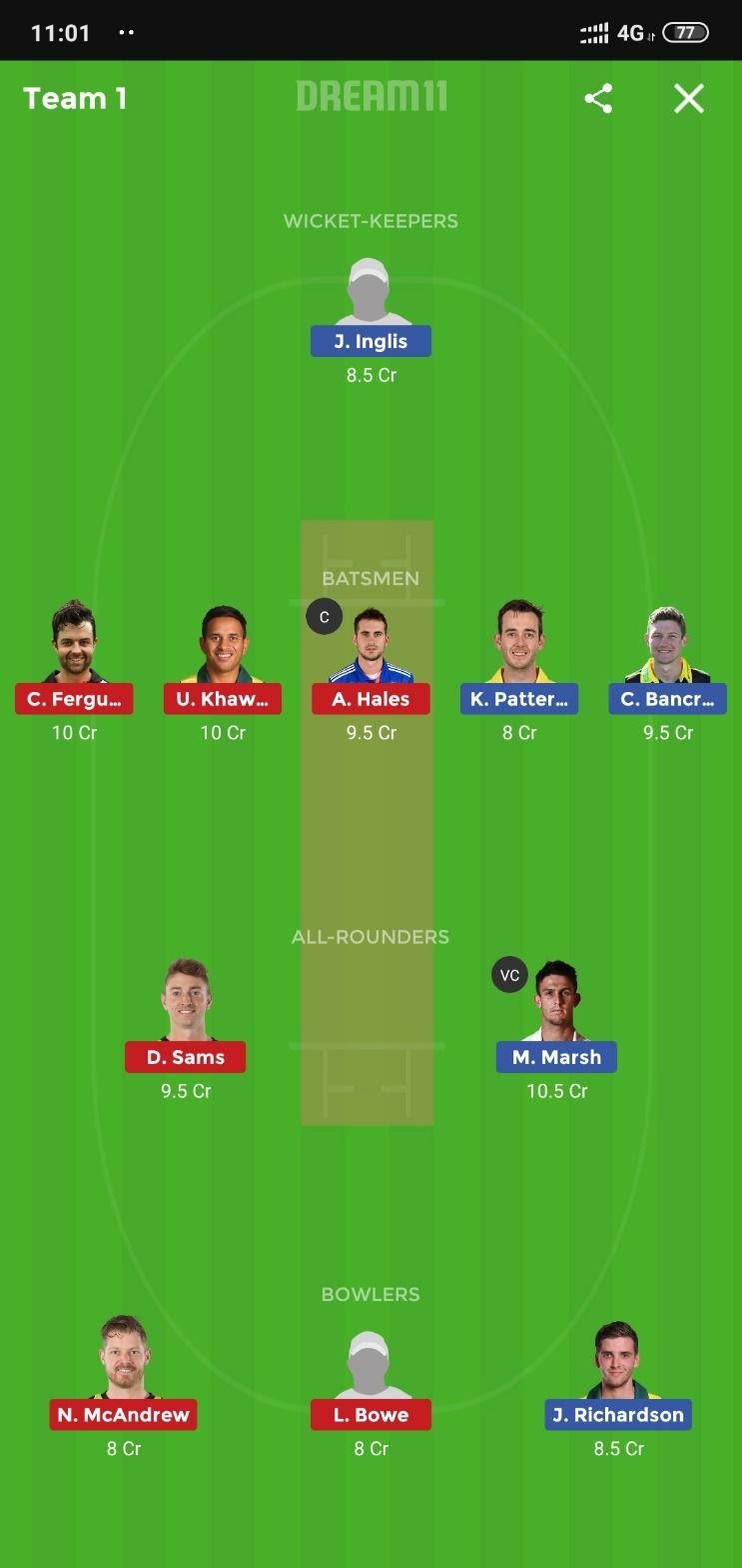 SCO vs THU Dream11
