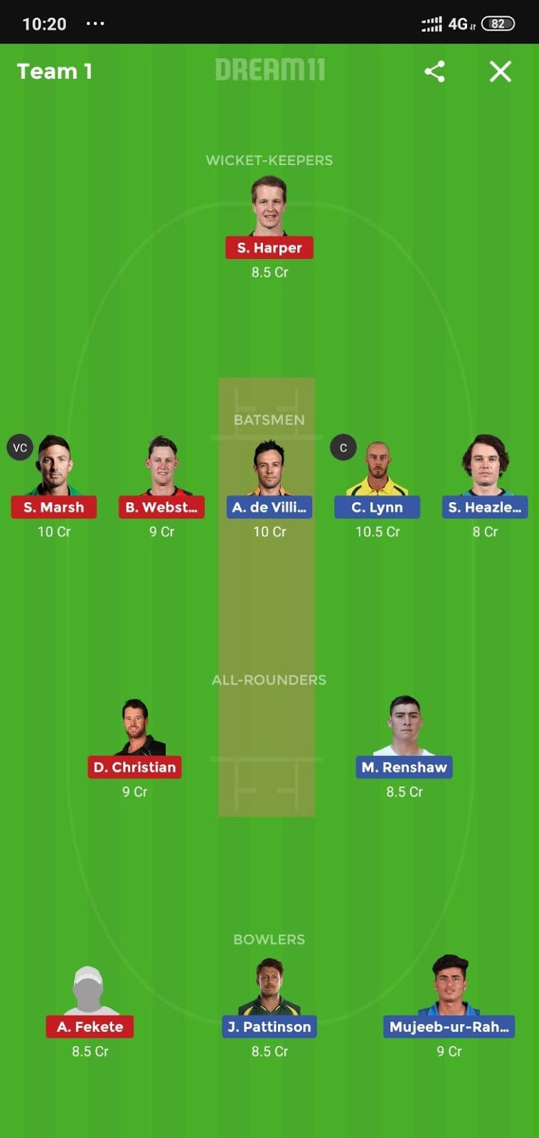 HEA vs REN Dream11