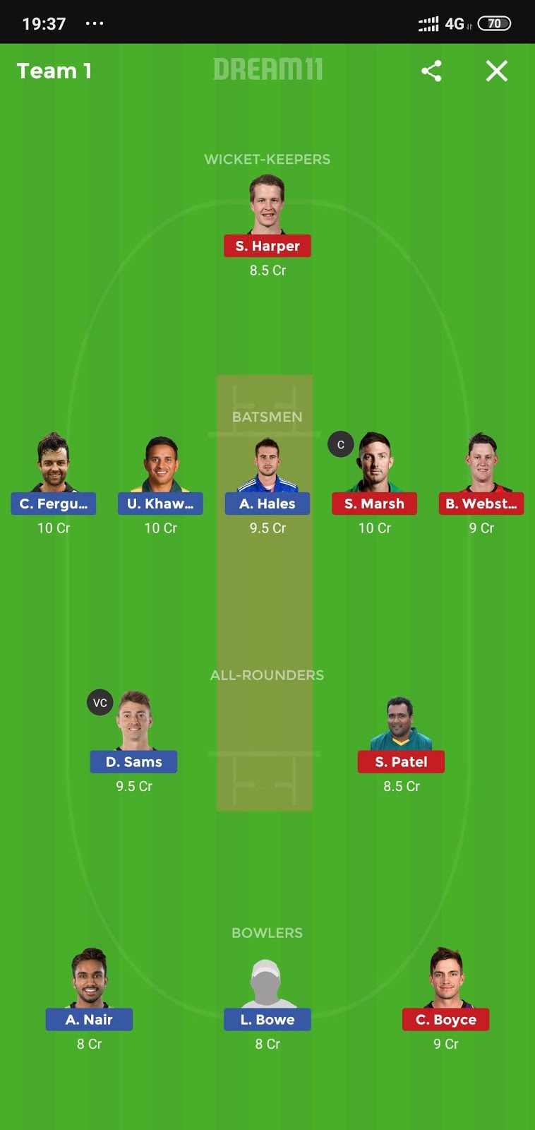 THU vs REN Dream11