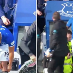 Djibril Sidibe pulls his socks on only to realize he hasn’t worn one during Everton vs Crystal Palace