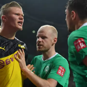 Erling Haaland involved in a furious bust up during Dortmund’s exit from the DFB Cup