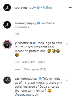 Yuvraj Singh trolls Sourav Ganguly on Instagram
