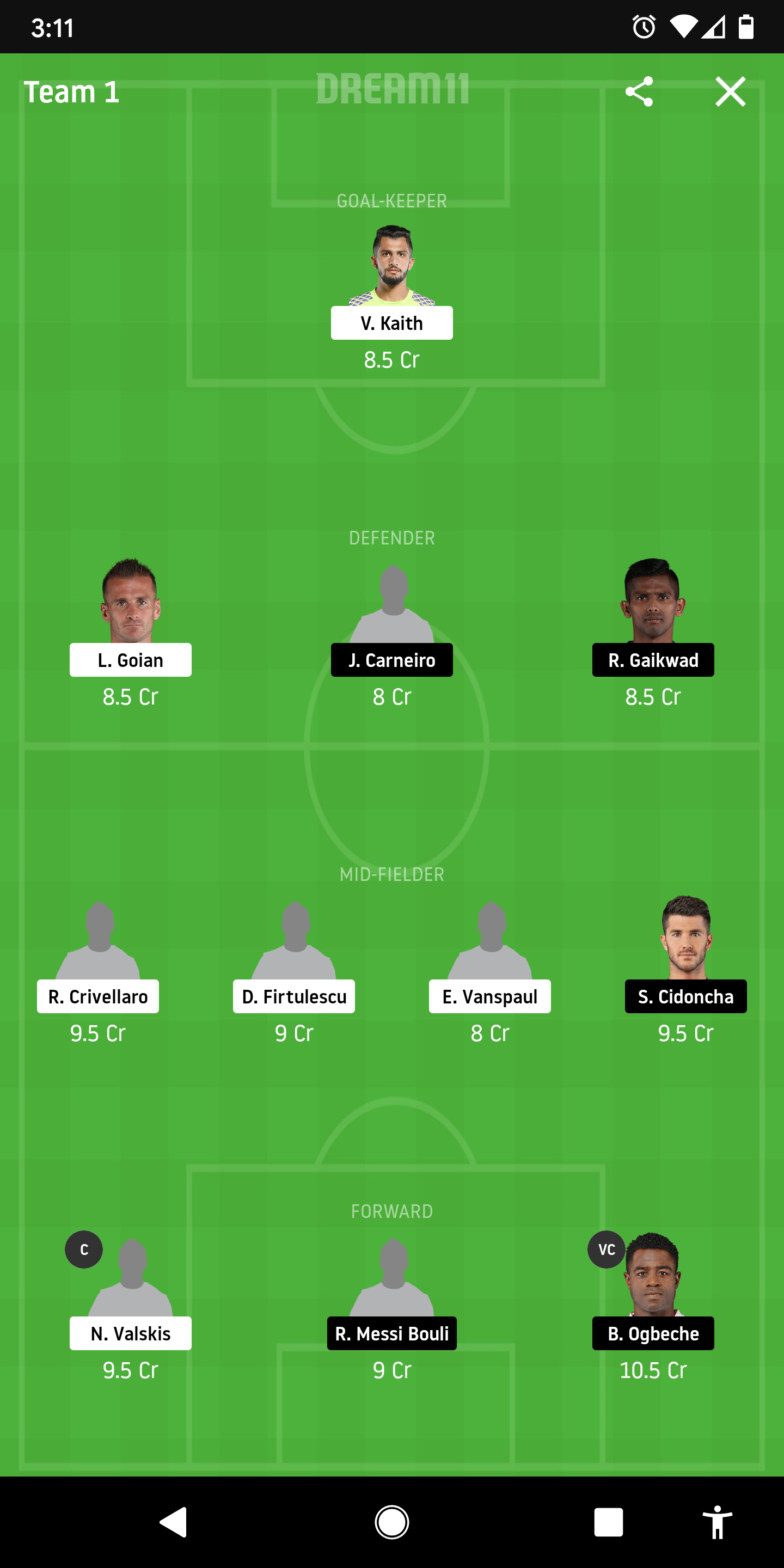 CFC Vs KBFC Dream11