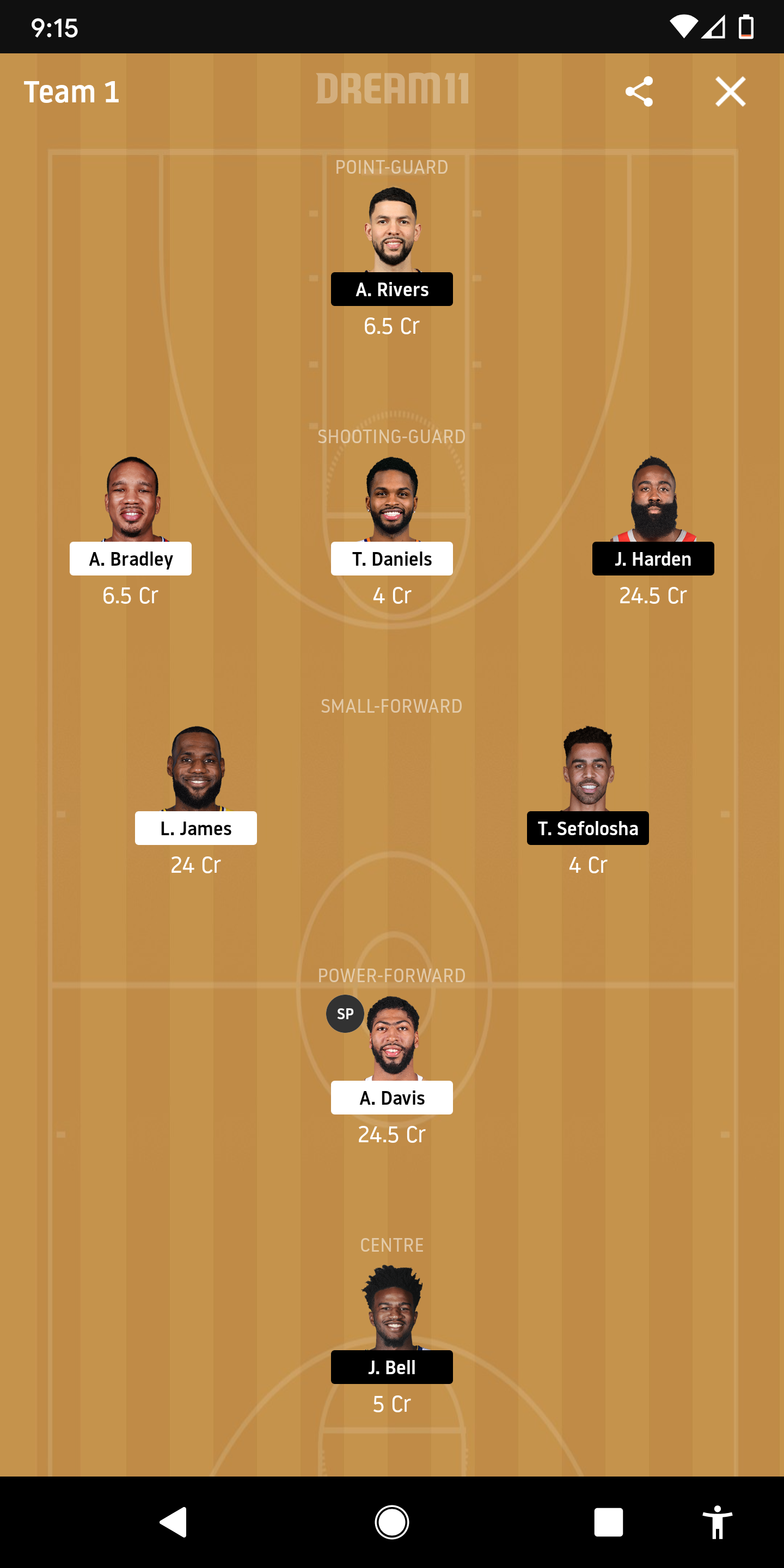 LAL Vs HOU Dream11