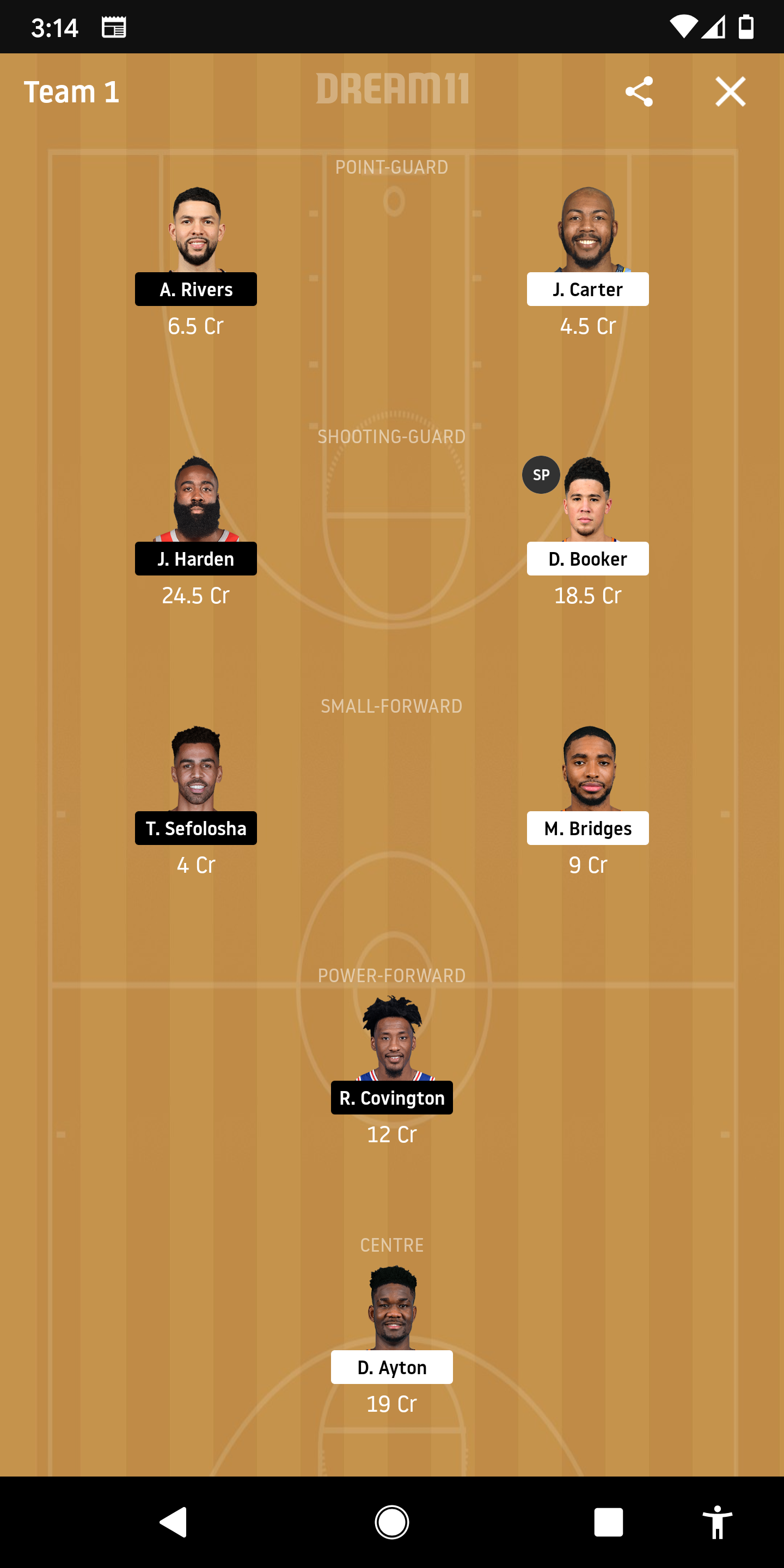 PHX Vs HOU Dream11