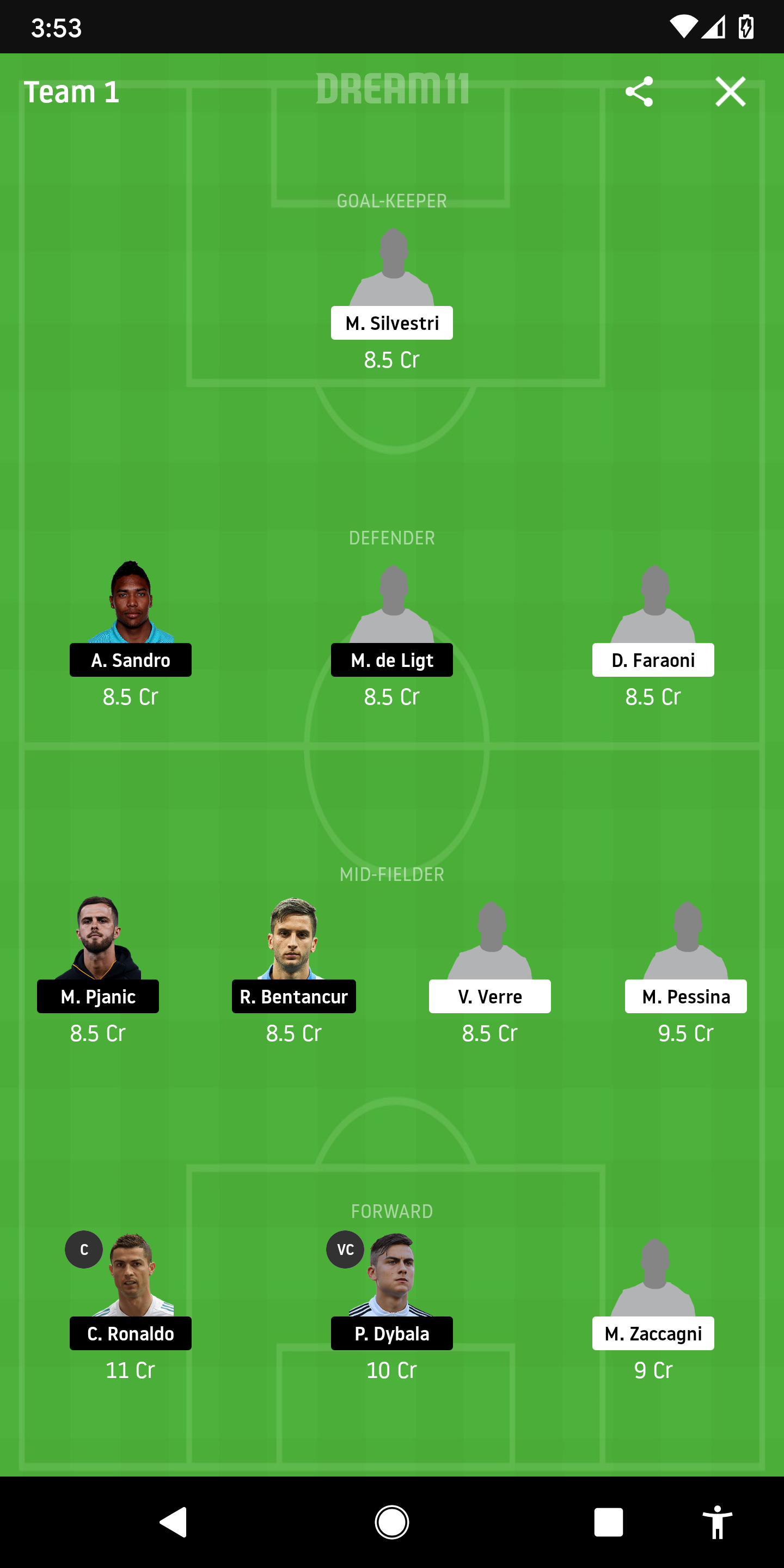 VER Vs JUV Dream11