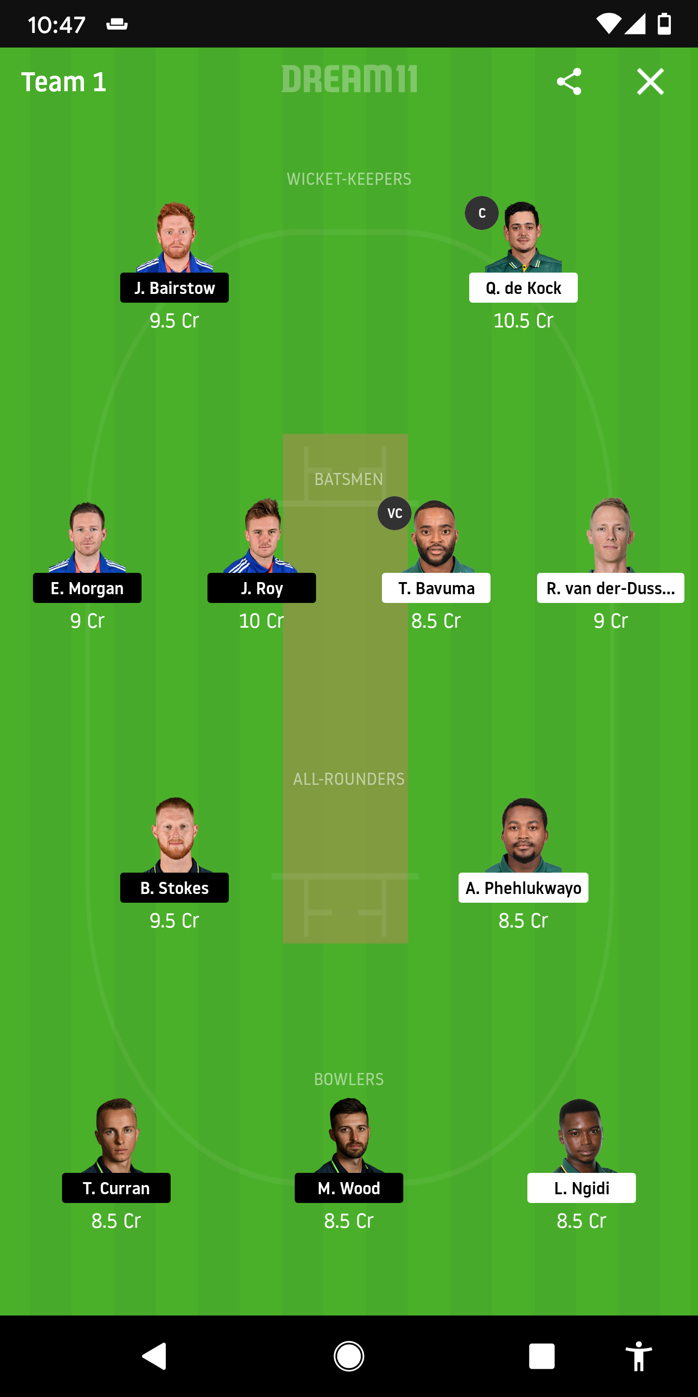 SA Vs ENG Dream11