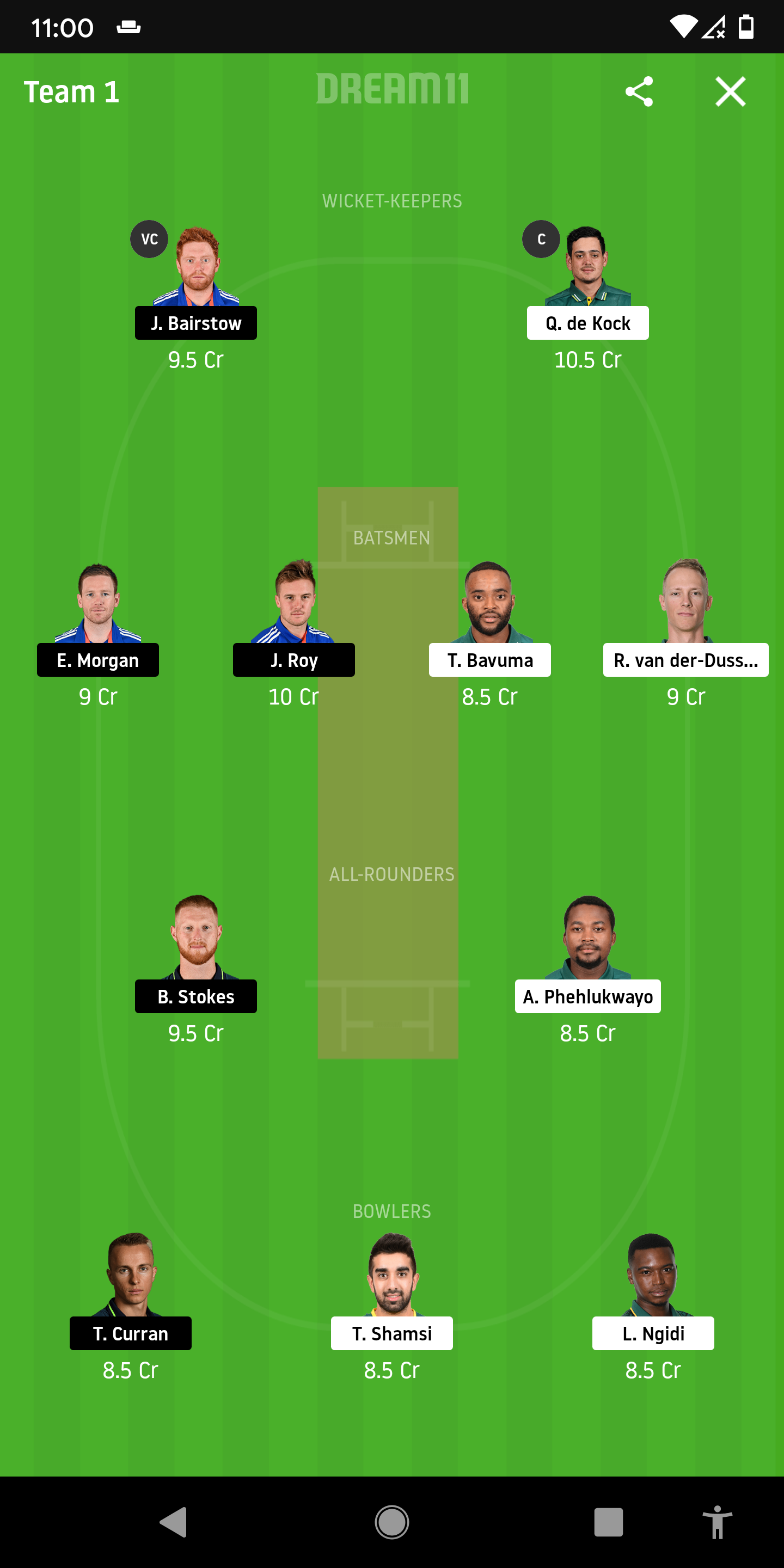 SA Vs ENG Dream11