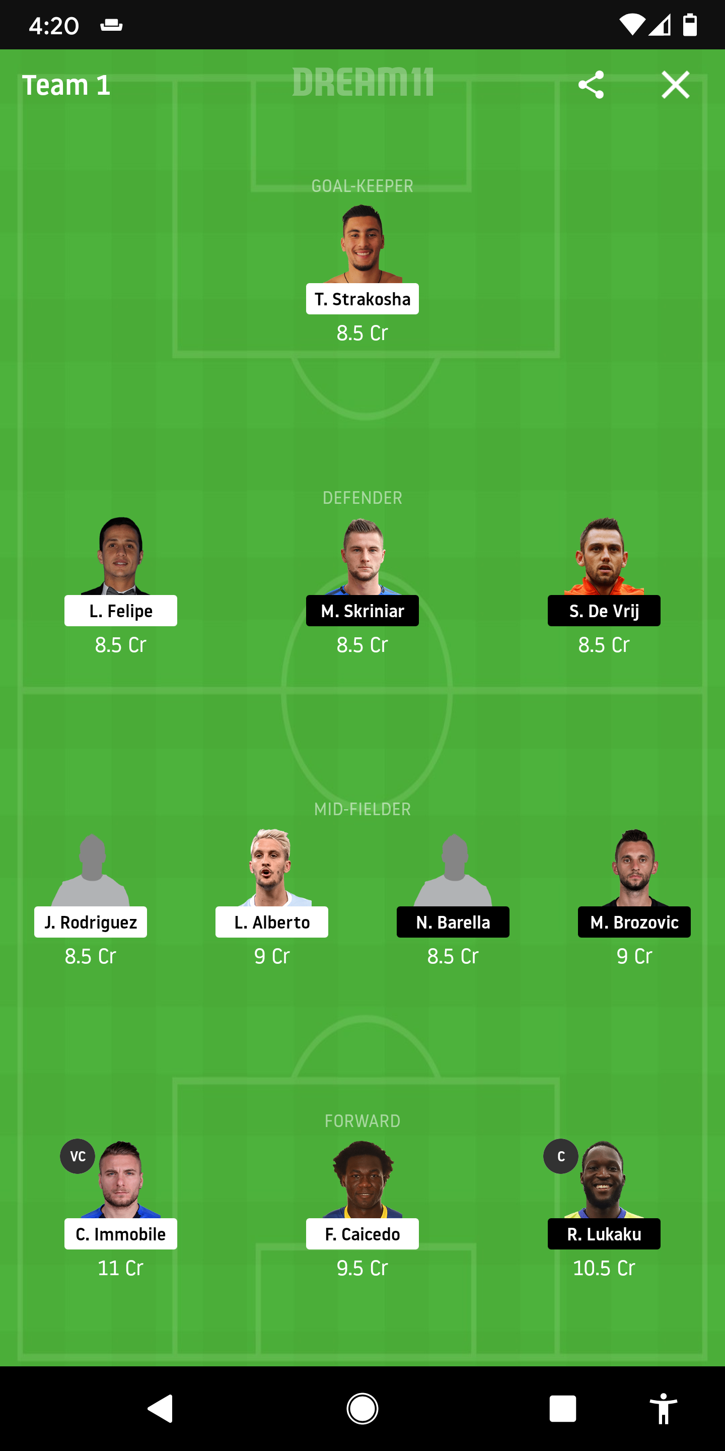 LAZ Vs INT Dream11