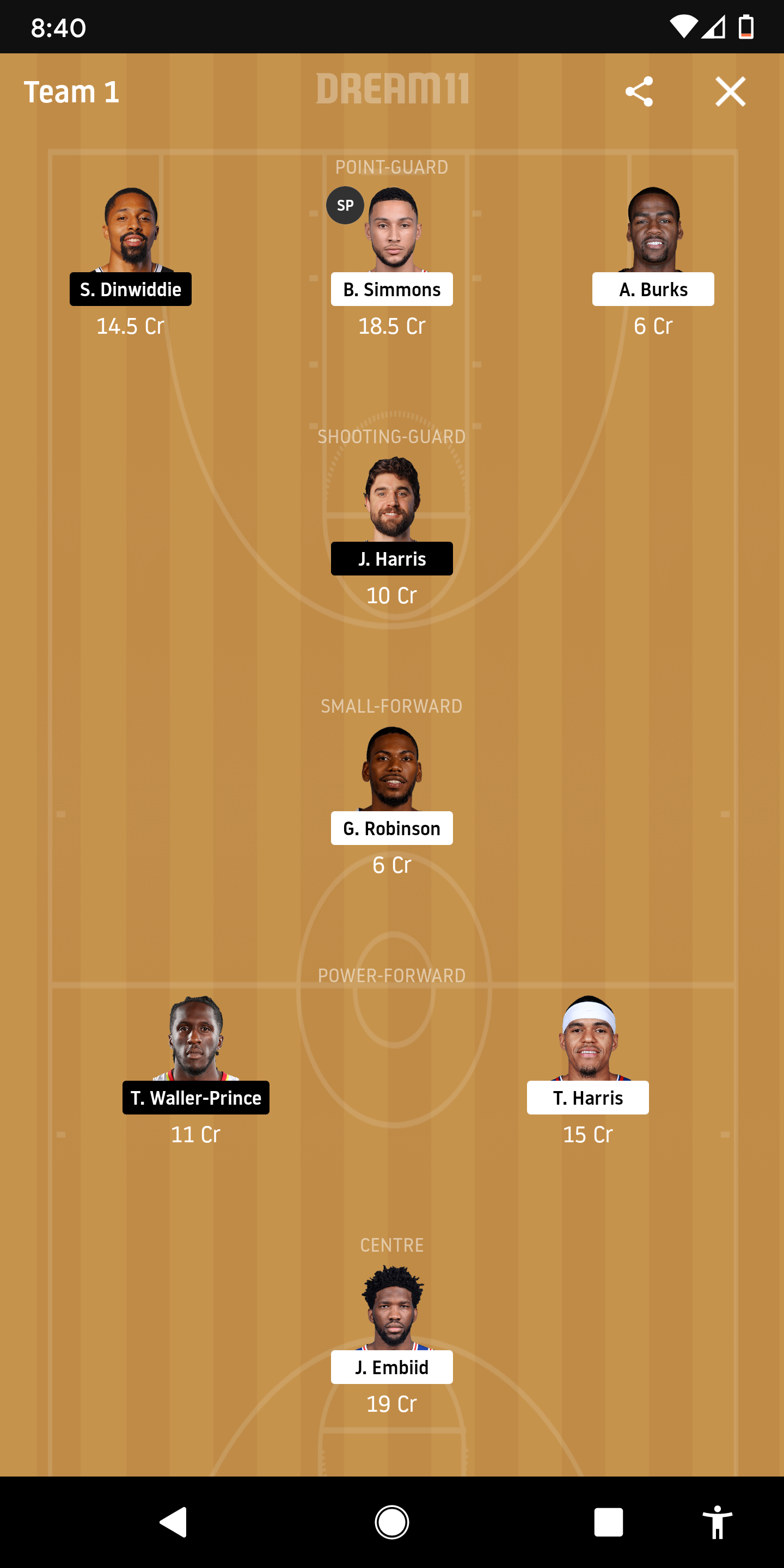 PHI Vs BKN Dream11