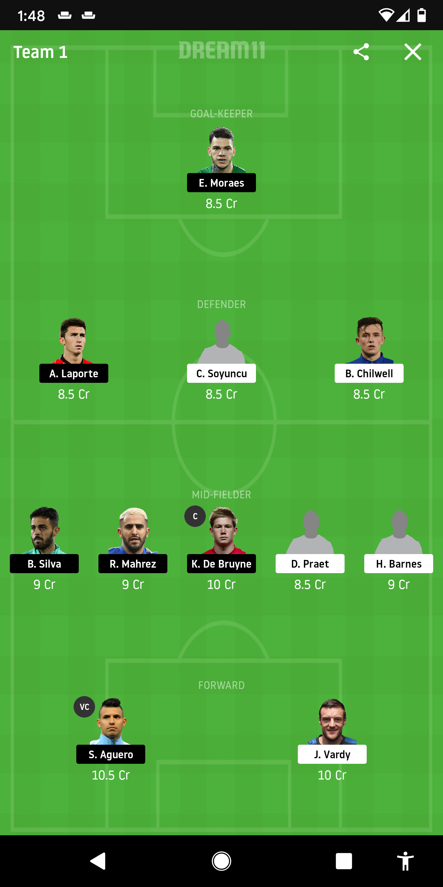 LEI Vs MCI Dream11