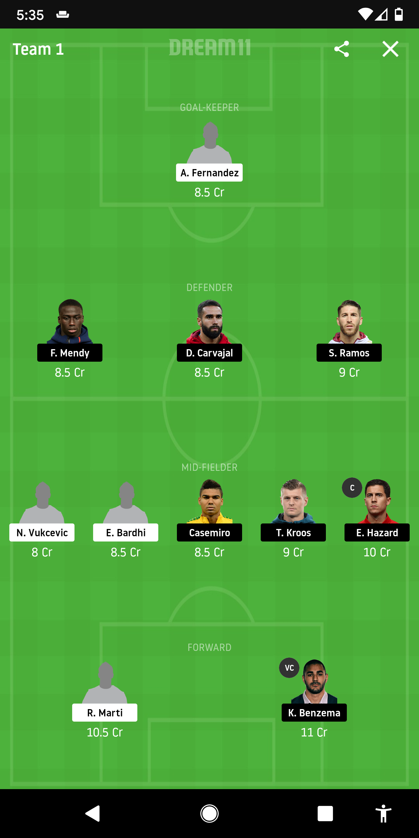 LET Vs RM Dream11